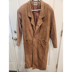 Vtg 80s 90s Forenza 100% Leather Trench Coat  Light Chocolate Brown Women's Sz M